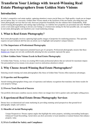 Transform Your Listings with Award-Winning Real Estate Photographers from Golden