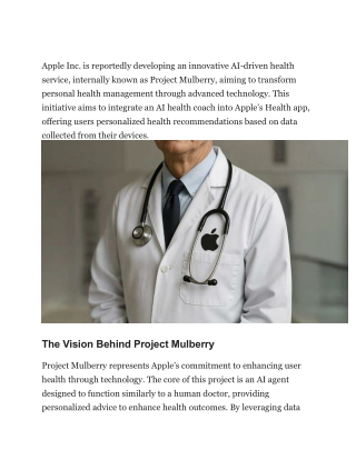 From iPhones to AI Doctors Apple’s Bold Healthcare Move