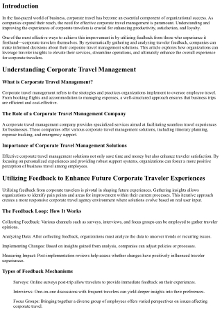 Utilizing Feedback to Enhance Future Corporate Traveler Experiences