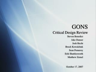 GONS Critical Design Review