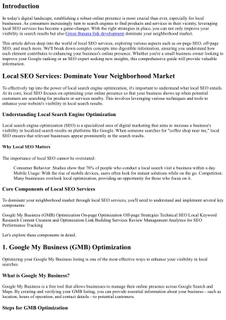 Local SEO Services: Dominate Your Neighborhood Market