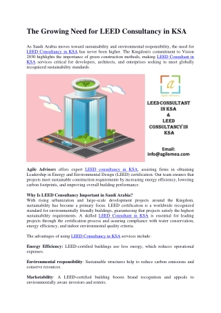 The Growing Need for LEED Consultancy in KSA