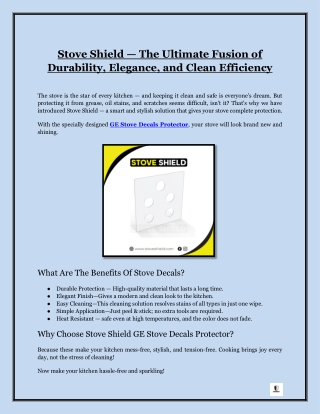 Stove Shield — The Ultimate Fusion of Durability, Elegance, and Clean Efficiency
