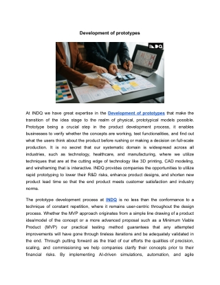 Development of prototypes | INDQ