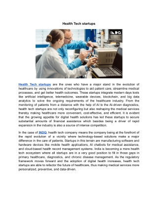 Health Tech startups | INDQ