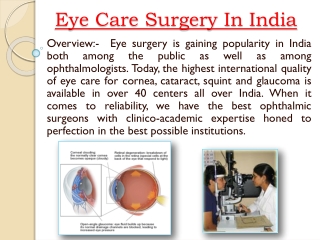 India Cost Eye Surgery