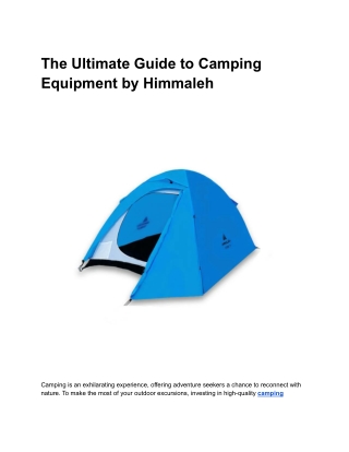 The Best Camping Equipment for Beginners and Experts Alike