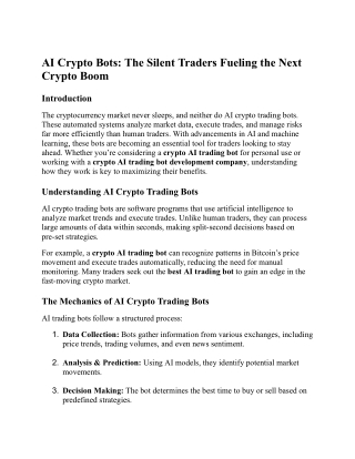 AI Crypto Bots: The Silent Traders Fueling the Next Crypto Boom