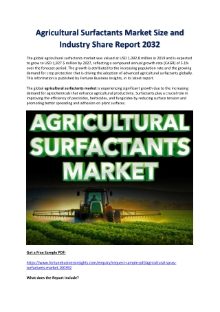 Agricultural Surfactants Market Share and Demand Analysis 2032