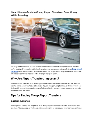 TravlXL - Affordable and Reliable Airport Transfer Services