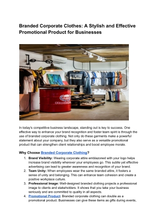 Branded Corporate Clothes_ A Stylish and Effective Promotional Product for Businesses
