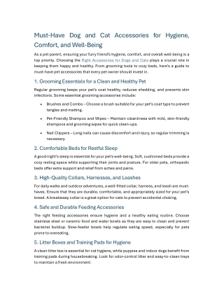 Must-Have Dog and Cat Accessories for Hygiene, Comfort, and Well-Being