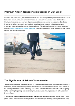 Premium Airport Transportation Service in Oak Brook