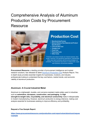 Comprehensive Analysis of Aluminum Production Costs by Procurement Resource