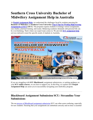 Southern Cross University Bachelor of Midwifery Assignment Help in Australia