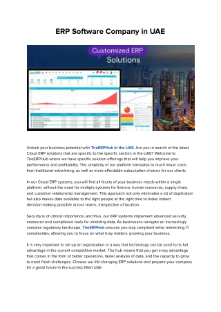 Best ERP Software Company in the UAE