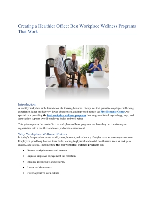 Creating a Healthier Office Best Workplace Wellness Programs That Work (1)