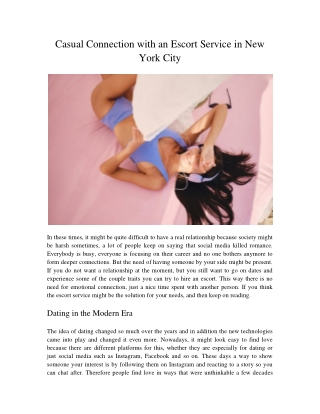 Casual Connection with an Escort Service in New York City