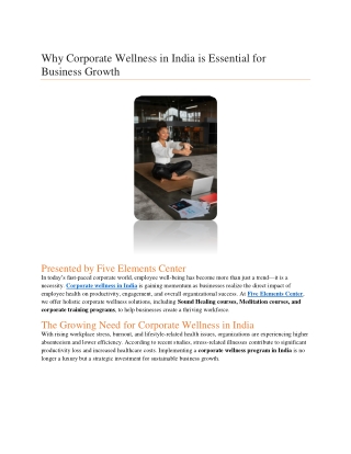Why Corporate Wellness in India is Essential for Business Growth
