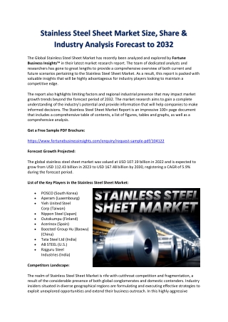 Global Stainless Steel Sheet Industry Size, Share & Opportunities 2032