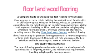 Floor Land Wood Flooring