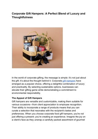 Corporate Gift Hampers_ A Perfect Blend of Luxury and Thoughtfulness