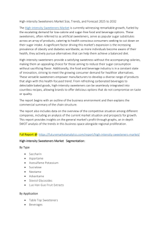 Investment and Business Opportunities in the High-Intensity Sweeteners Market