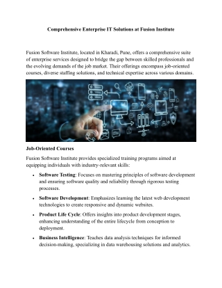 Comprehensive Enterprise IT Solutions at Fusion Institute
