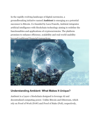 Why Industry Experts Believe Ambient is the Next Big Thing in Crypto