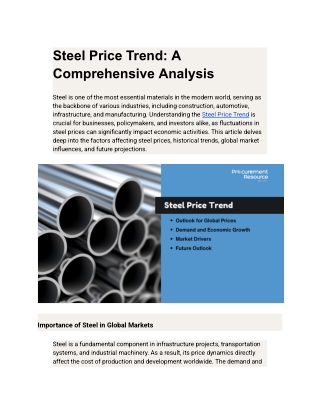Steel Price Trend: A Comprehensive Analysis