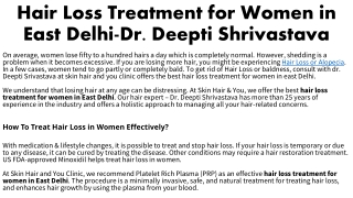 Hair Loss Treatment for Women in East Delhi-Dr Deepti Shrivastava