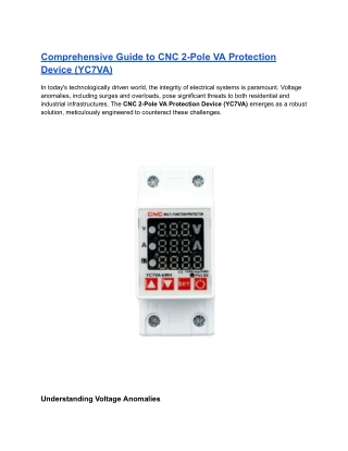 Comprehensive Guide to CNC 2-Pole VA Protection Device (YC7VA)