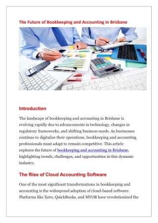 The Future of Bookkeeping and Accounting in Brisbane