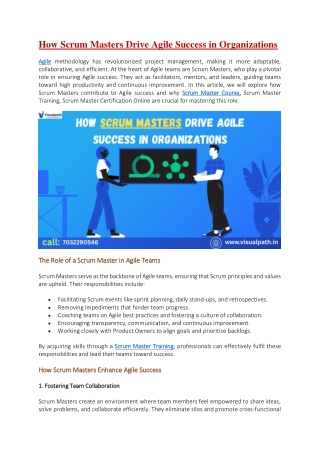 Scrum Master Certification Online - Scrum Master in India