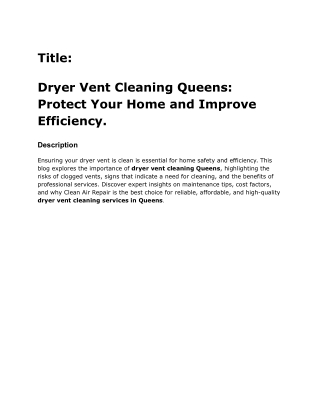 Dryer Vent Cleaning Queens_