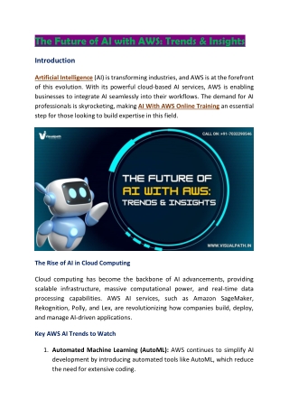 Aws Ai Course - Ai With Aws Online Training India