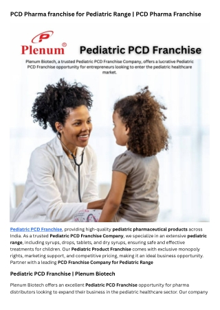 Pediatric PCD Franchise | Plenum Biotech