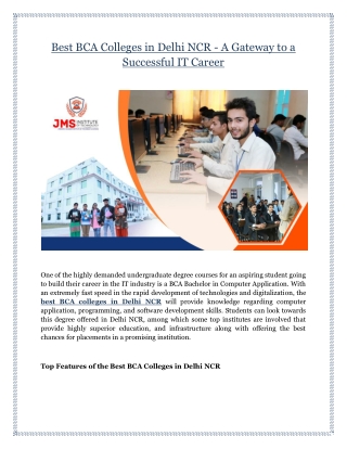 Best BCA Colleges in Delhi NCR: A Gateway to a Successful IT Career