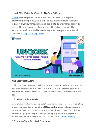 Unqork Training Institute in India | Unqork Online Training