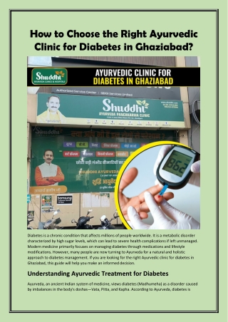 Choose the Right Ayurvedic Clinic for Diabetes in Ghaziabad