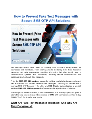 How to Prevent Fake Text Messages with Secure SMS OTP API Solutions
