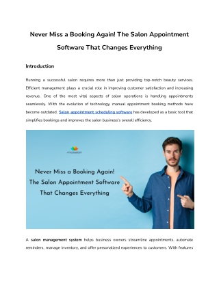 Never Miss a Booking Again! The Salon Appointment Software That Changes Everything