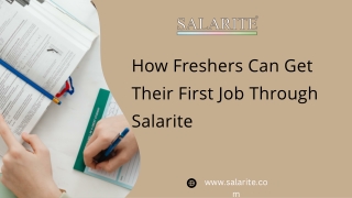 How Freshers Can Get Their First Job Through Salarite