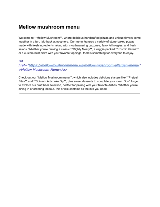 Mellow mushroom menu