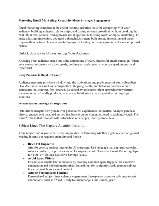 Mastering Email Marketing tips