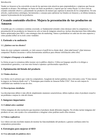 Creando contenido efectivo: Mejora la presentación de tus productos en Amazon