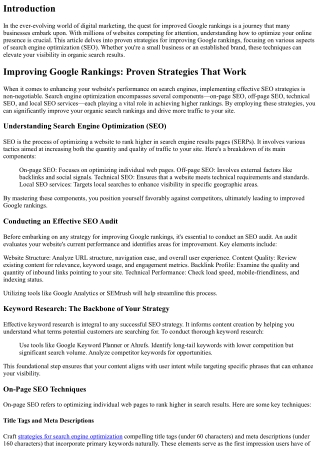 Improving Google Rankings: Proven Strategies that Work