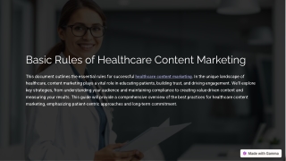 Basic Rules of Healthcare Content Marketing