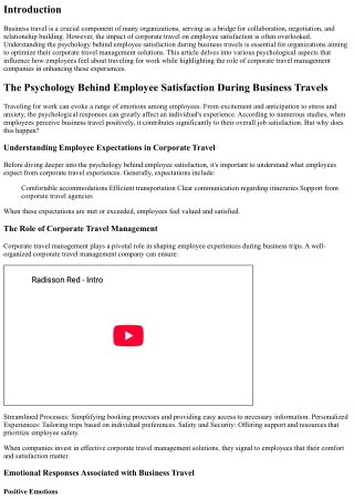 The Psychology Behind Employee Satisfaction During Business Travels