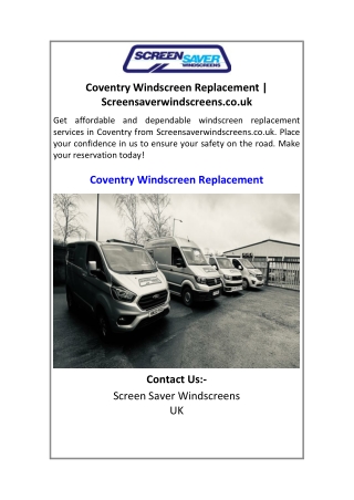Coventry Windscreen Replacement  Screensaverwindscreens.co.uk